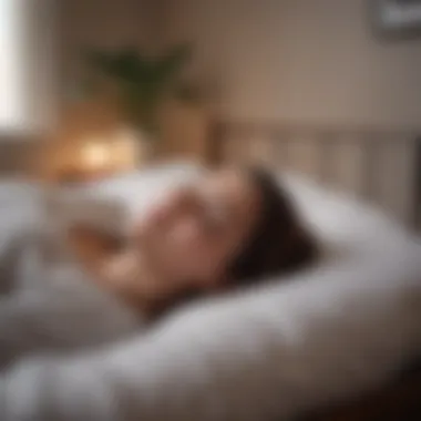 Practicing Mindfulness While Lying Down A person comfortably lying in bed, practicing mindfulness meditation.