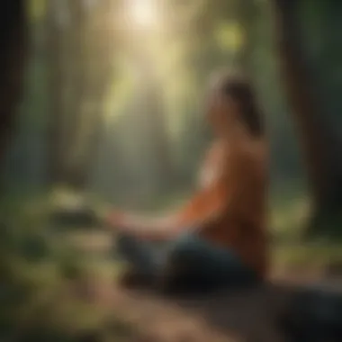 Person practicing mindfulness outdoors in nature