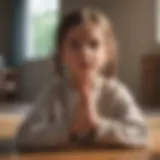 Kindergarten student practicing breathing exercises in a calm environment