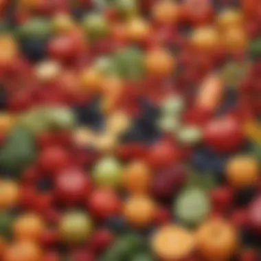 The Vibrancy of Nutritious Choices An assortment of colorful fruits and vegetables symbolizing nutrition