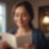 A woman reading a heartfelt love note with a smile