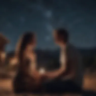 A couple sharing an intimate moment under a starlit sky