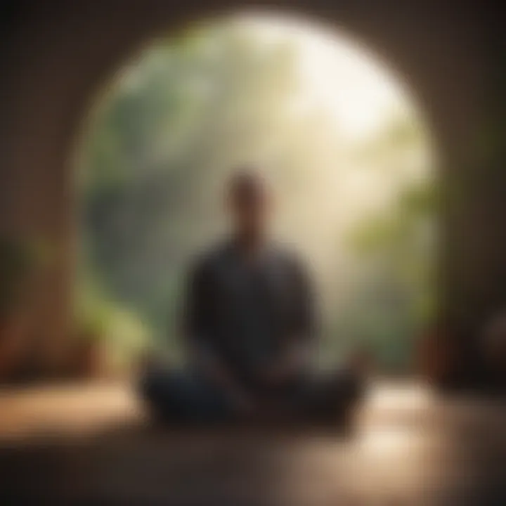 A person meditating in a peaceful environment