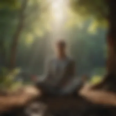 A person meditating in a tranquil setting, embodying mindfulness