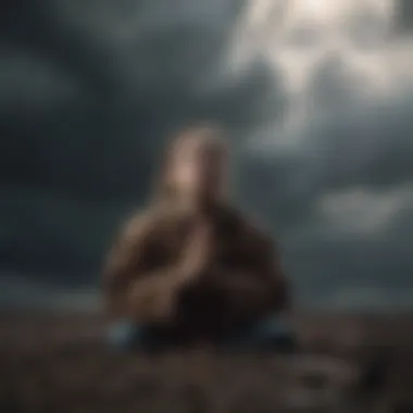 A light breaking through dark clouds