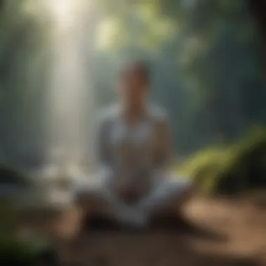 A person meditating in a tranquil environment