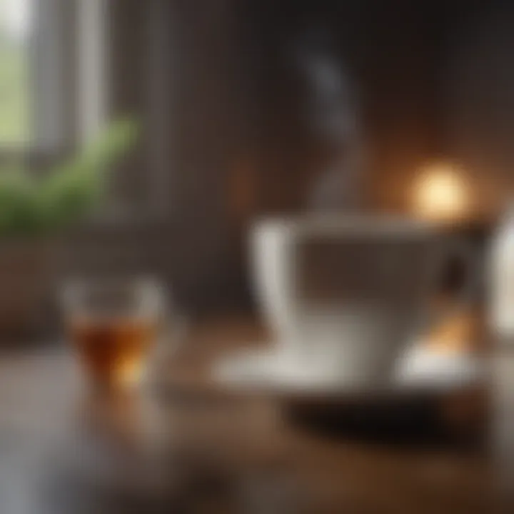 Warm cup of tea with calming elements