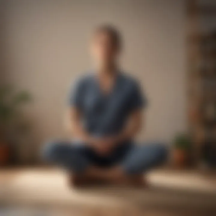 A person sitting in a peaceful posture, conveying a sense of self-compassion and inner strength.