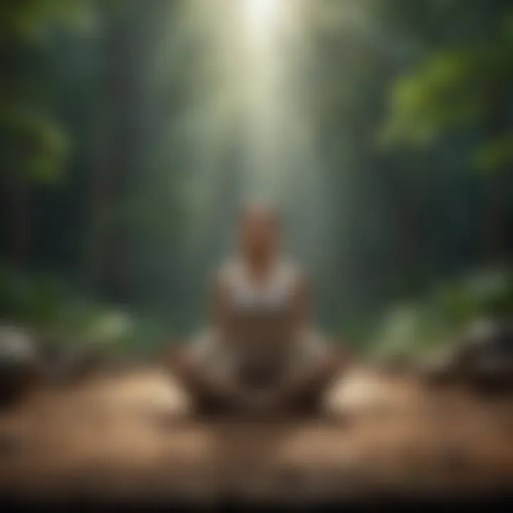 A person meditating in a peaceful environment.