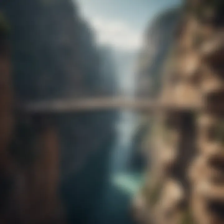 A bridge connecting two cliffs symbolizing overcoming obstacles