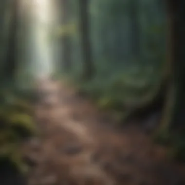 The Journey to Resilience A path through a forest, illustrating the journey of resilience