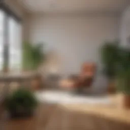 A serene office environment with plants promoting relaxation