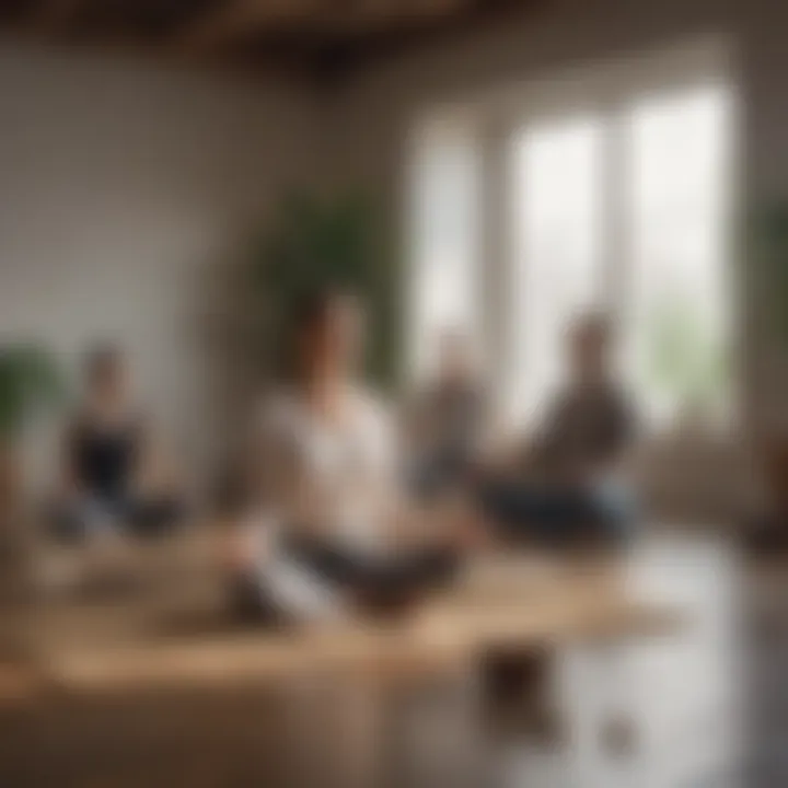 Group of colleagues participating in a wellness activity