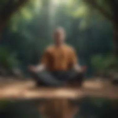 A person meditating in a peaceful environment