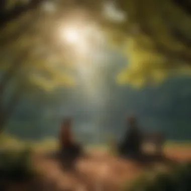 Meaningful Conversations in Nature A serene park setting where individuals engage in meaningful conversation.