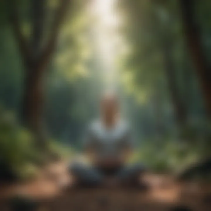 A person meditating in a peaceful outdoor setting