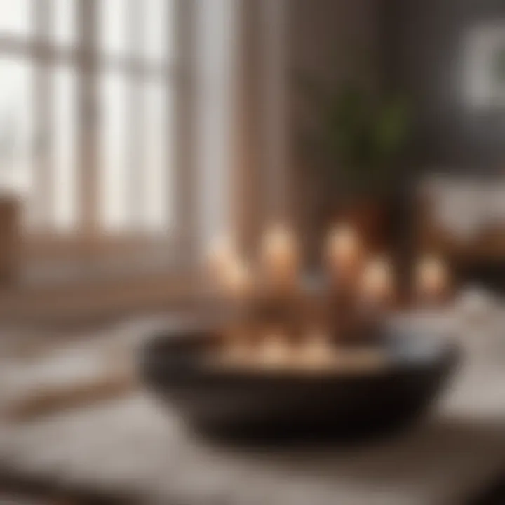 A soothing wellness space with candles and soft fabrics