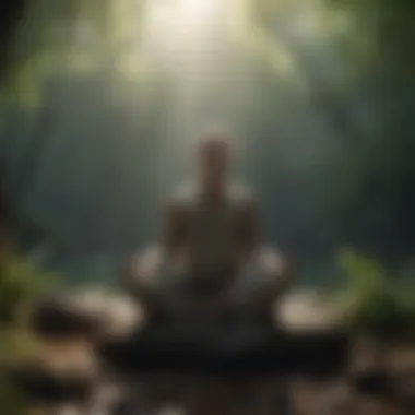 An individual meditating in a tranquil environment