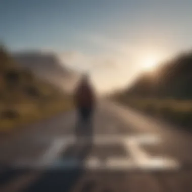 A person standing at a crossroads illustrating choices and decision-making