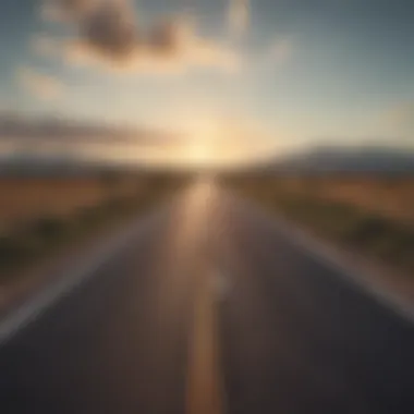 An open road leading towards a bright horizon