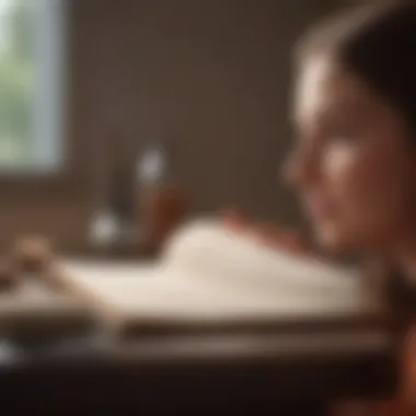 Documenting Self-Care Insights A journal open with notes on self-care strategies.