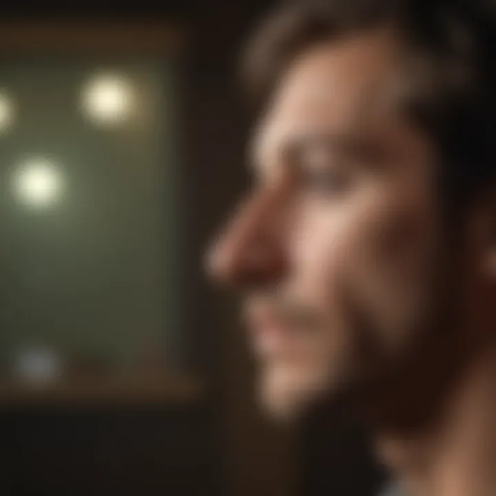 A reflective individual contemplating emotional barriers