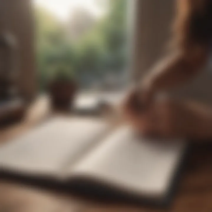A journal opened to a page of self-reflection