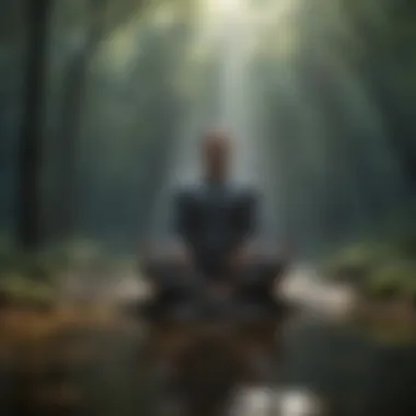 A person meditating in a peaceful environment