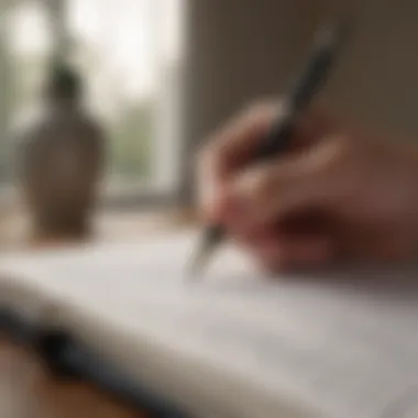 A close-up of a journal and pen for reflective writing