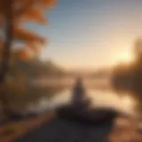 Calm morning meditation with the sun rising