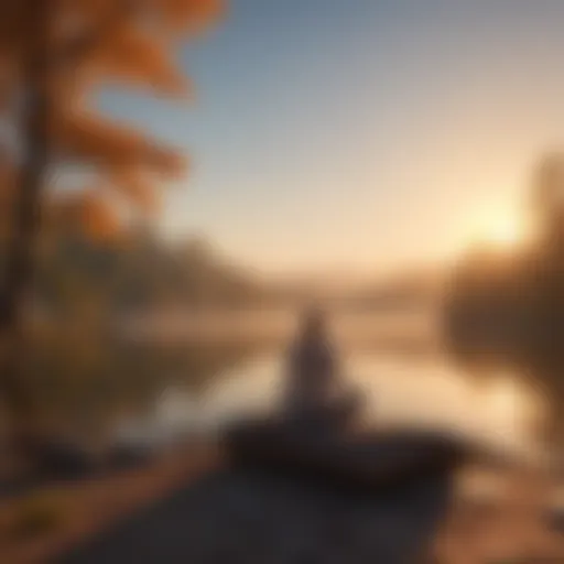 Calm morning meditation with the sun rising