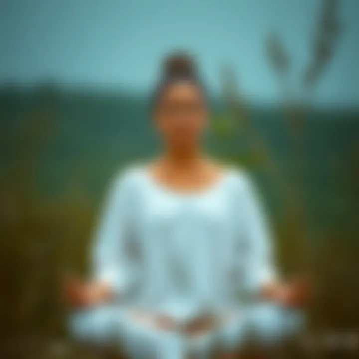 A person meditating in a tranquil environment