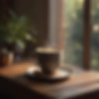 The Comfort of Thankfulness A cozy setting with a warm beverage symbolizing comfort and thankfulness