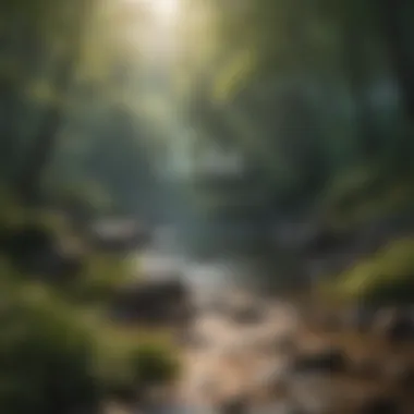 The Tranquility of Thought A serene landscape with a quote overlay