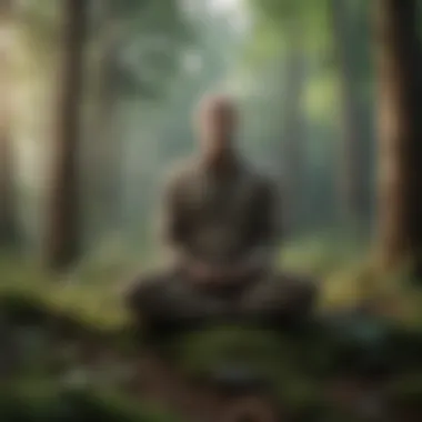 A meditative figure surrounded by nature