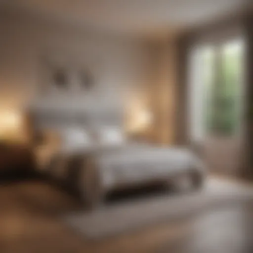 A serene bedroom setting with soft lighting