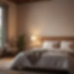A tranquil bedroom setting with soft lighting and calming colors