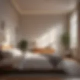 A serene bedroom setting with soft lighting
