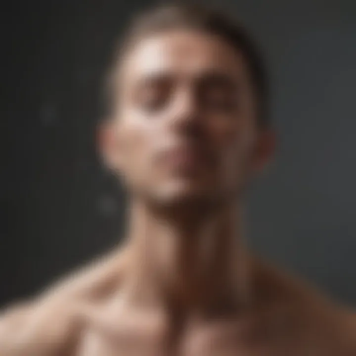 Individual practicing breath control techniques calmly