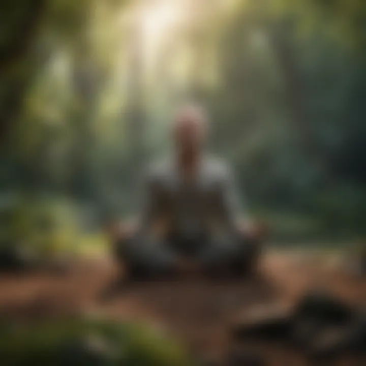 A person meditating in a peaceful setting