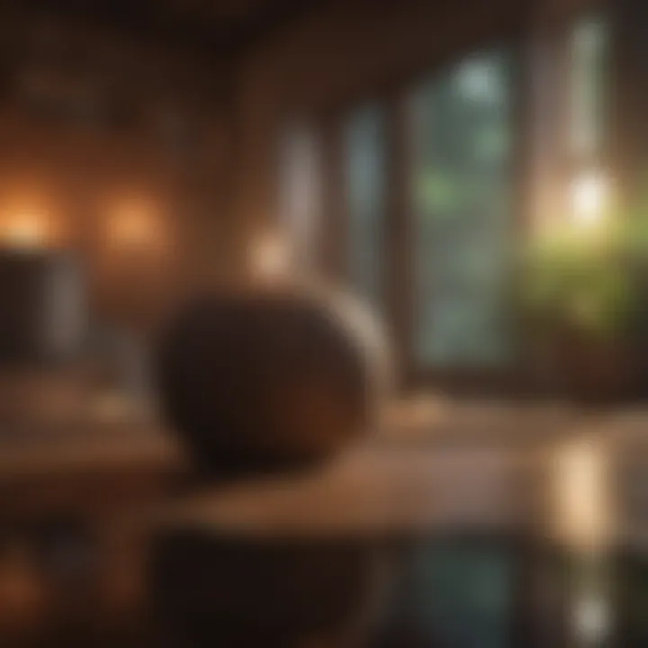 Meditative space with soft lighting and calming decor
