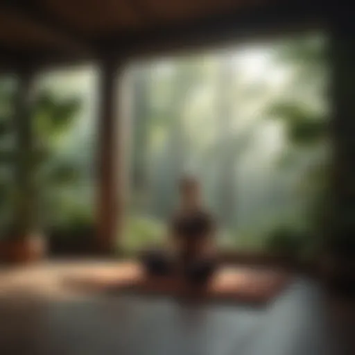 A serene meditation space with natural light and greenery