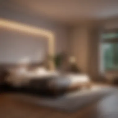 A dimly lit room with sleep-friendly lighting