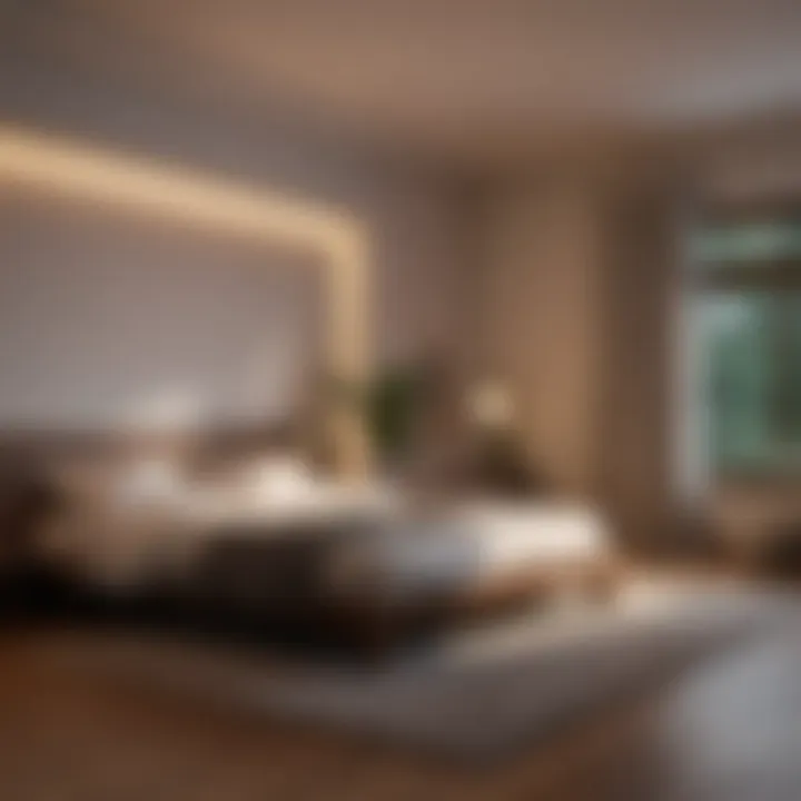 A dimly lit room with sleep-friendly lighting