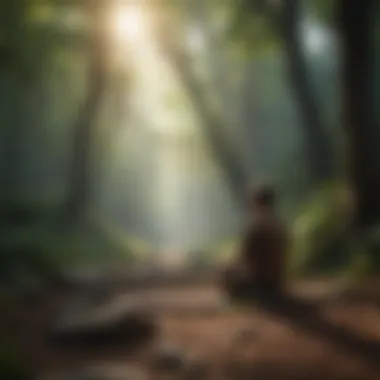 A person meditating in a serene setting