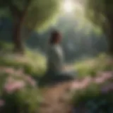 A tranquil landscape with blooming flowers