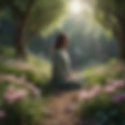 A tranquil landscape with blooming flowers