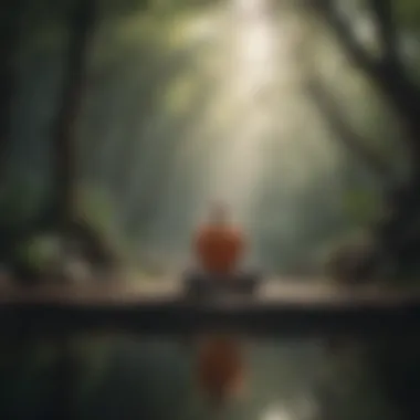 A person meditating in a peaceful environment