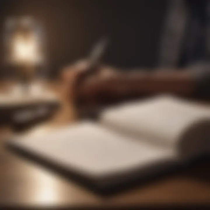 A journal open with writing tools nearby