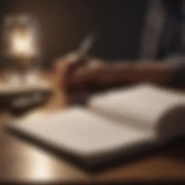 Reflective Writing for Emotional Resilience A journal open with writing tools nearby